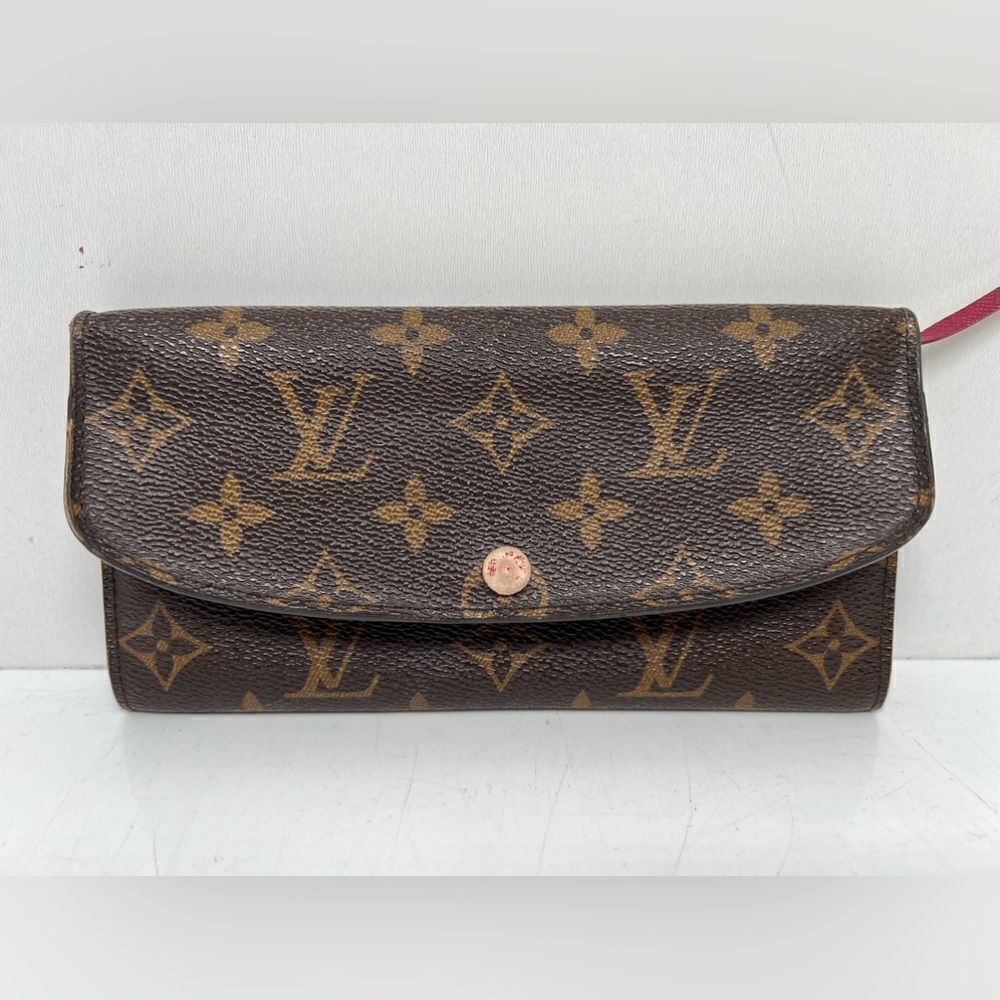 Louis Vuitton Brown Monogram Canvas Red Emilie Wallet